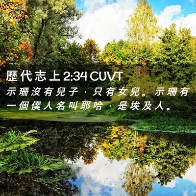 Picture 02 - 歷 代 志 上 2:34 CUVT - 示 珊 沒 有 兒 子 ， 只 有 女 兒 。 - Bible Verse Picture