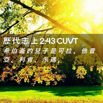 Picture 02 - 歷 代 志 上 2:43 CUVT - 希 伯 崙 的 兒 子 是 可 拉 、 他 普 - Bible Verse Picture