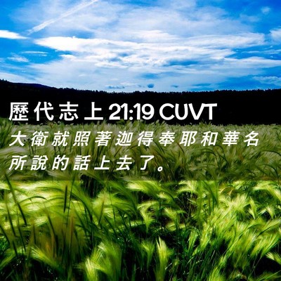Picture 02 - 歷 代 志 上 21:19 CUVT - 大 衛 就 照 著 迦 得 奉 耶 和 華 名 - Bible Verse Picture