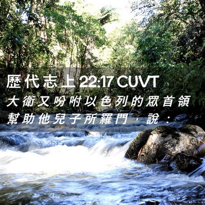 Picture 02 - 歷 代 志 上 22:17 CUVT - 大 衛 又 吩 咐 以 色 列 的 眾 首 領 - Bible Verse Picture