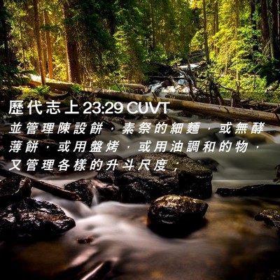 Picture 02 - 歷 代 志 上 23:29 CUVT - 並 管 理 陳 設 餅 ， 素 祭 的 細 麵 - Bible Verse Picture