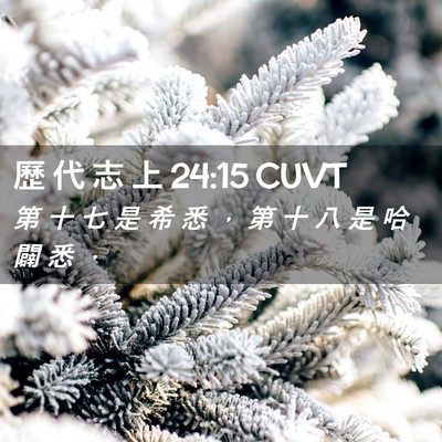 Picture 02 - 歷 代 志 上 24:15 CUVT - 第 十 七 是 希 悉 ， 第 十 八 是 哈 - Bible Verse Picture