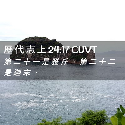 Picture 02 - 歷 代 志 上 24:17 CUVT - 第 二 十 一 是 雅 斤 ， 第 二 十 二 - Bible Verse Picture