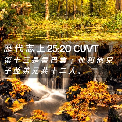 Picture 02 - 歷 代 志 上 25:20 CUVT - 第 十 三 是 書 巴 業 ； 他 和 他 兒 - Bible Verse Picture
