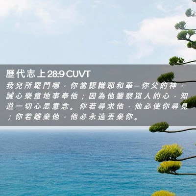 Picture 02 - 歷 代 志 上 28:9 CUVT - 我 兒 所 羅 門 哪 ， 你 當 認 識 耶 - Bible Verse Picture