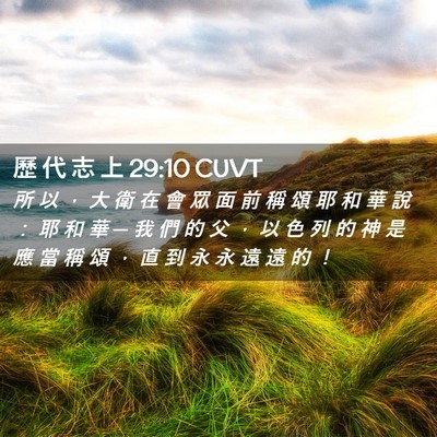 Picture 02 - 歷 代 志 上 29:10 CUVT - 所 以 ， 大 衛 在 會 眾 面 前 稱 頌 - Bible Verse Picture