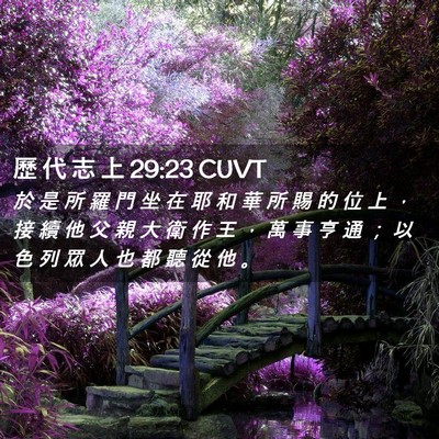 Picture 02 - 歷 代 志 上 29:23 CUVT - 於 是 所 羅 門 坐 在 耶 和 華 所 賜 - Bible Verse Picture