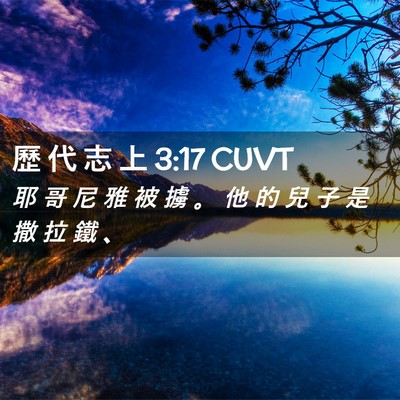 Picture 02 - 歷 代 志 上 3:17 CUVT - 耶 哥 尼 雅 被 擄 。 他 的 兒 子 是 - Bible Verse Picture