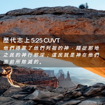 Picture 02 - 歷 代 志 上 5:25 CUVT - 他 們 得 罪 了 他 們 列 祖 的 神 ， - Bible Verse Picture