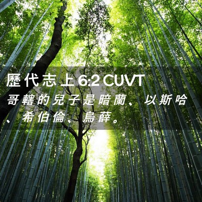 Picture 02 - 歷 代 志 上 6:2 CUVT - 哥 轄 的 兒 子 是 暗 蘭 、 以 斯 哈 - Bible Verse Picture