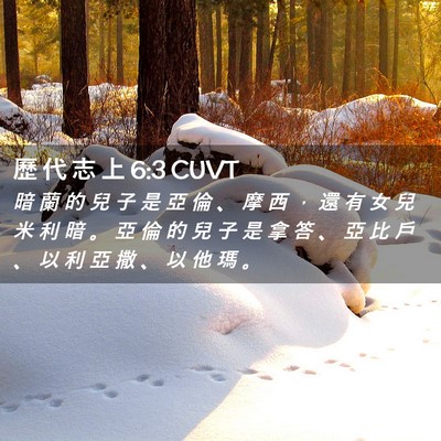 Picture 02 - 歷 代 志 上 6:3 CUVT - 暗 蘭 的 兒 子 是 亞 倫 、 摩 西 ， - Bible Verse Picture