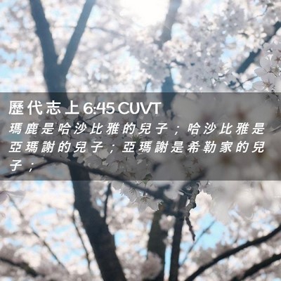Picture 02 - 歷 代 志 上 6:45 CUVT - 瑪 鹿 是 哈 沙 比 雅 的 兒 子 ； 哈 - Bible Verse Picture