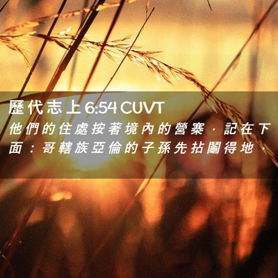 Picture 02 - 歷 代 志 上 6:54 CUVT - 他 們 的 住 處 按 著 境 內 的 營 寨 - Bible Verse Picture
