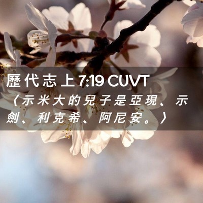 Picture 02 - 歷 代 志 上 7:19 CUVT - 〈 示 米 大 的 兒 子 是 亞 現 、 示 - Bible Verse Picture
