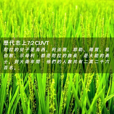 Picture 02 - 歷 代 志 上 7:2 CUVT - 陀 拉 的 兒 子 是 烏 西 、 利 法 雅 - Bible Verse Picture
