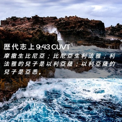 Picture 02 - 歷 代 志 上 9:43 CUVT - 摩 撒 生 比 尼 亞 ； 比 尼 亞 生 利 - Bible Verse Picture