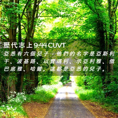 Picture 02 - 歷 代 志 上 9:44 CUVT - 亞 悉 有 六 個 兒 子 ， 他 們 的 名 - Bible Verse Picture