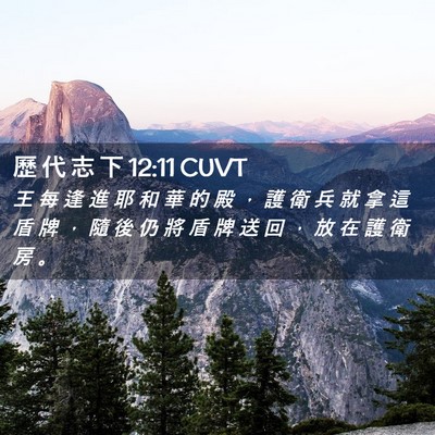 Picture 02 - 歷 代 志 下 12:11 CUVT - 王 每 逢 進 耶 和 華 的 殿 ， 護 衛 - Bible Verse Picture