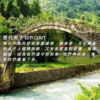 Picture 02 - 歷 代 志 下 13:11 CUVT - 每 日 早 晚 向 耶 和 華 獻 燔 祭 ， - Bible Verse Picture