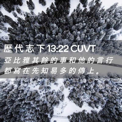 Picture 02 - 歷 代 志 下 13:22 CUVT - 亞 比 雅 其 餘 的 事 和 他 的 言 行 - Bible Verse Picture
