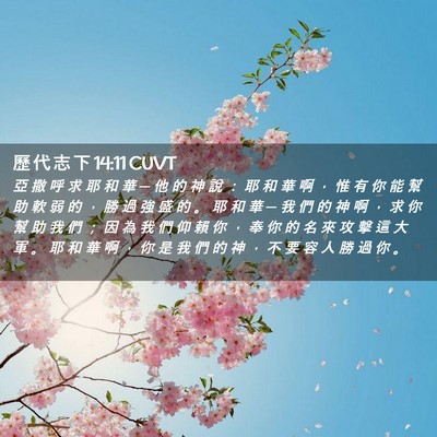 Picture 02 - 歷 代 志 下 14:11 CUVT - 亞 撒 呼 求 耶 和 華 ─ 他 的 神 說 - Bible Verse Picture