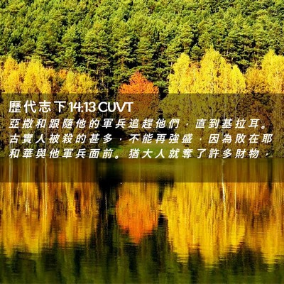 Picture 02 - 歷 代 志 下 14:13 CUVT - 亞 撒 和 跟 隨 他 的 軍 兵 追 趕 他 - Bible Verse Picture