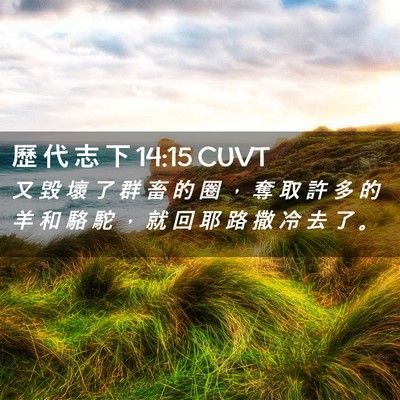 Picture 02 - 歷 代 志 下 14:15 CUVT - 又 毀 壞 了 群 畜 的 圈 ， 奪 取 許 - Bible Verse Picture