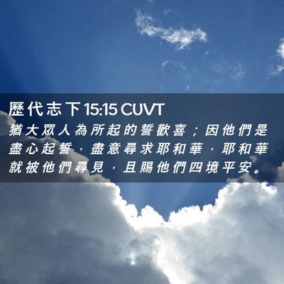 Picture 02 - 歷 代 志 下 15:15 CUVT - 猶 大 眾 人 為 所 起 的 誓 歡 喜 ； - Bible Verse Picture
