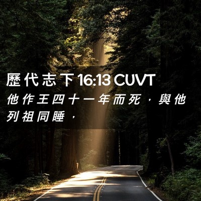 Picture 02 - 歷 代 志 下 16:13 CUVT - 他 作 王 四 十 一 年 而 死 ， 與 他 - Bible Verse Picture