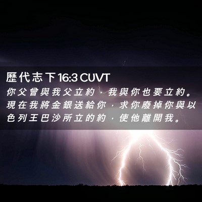 Picture 02 - 歷 代 志 下 16:3 CUVT - 你 父 曾 與 我 父 立 約 ， 我 與 你 - Bible Verse Picture