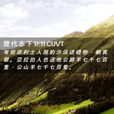 Picture 02 - 歷 代 志 下 17:11 CUVT - 有 些 非 利 士 人 與 約 沙 法 送 禮 - Bible Verse Picture