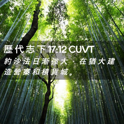 Picture 02 - 歷 代 志 下 17:12 CUVT - 約 沙 法 日 漸 強 大 ， 在 猶 大 建 - Bible Verse Picture
