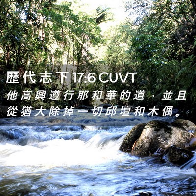 Picture 02 - 歷 代 志 下 17:6 CUVT - 他 高 興 遵 行 耶 和 華 的 道 ， 並 - Bible Verse Picture