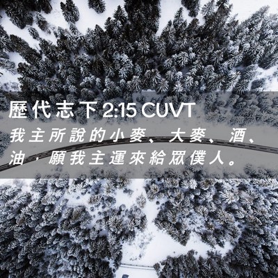 Picture 02 - 歷 代 志 下 2:15 CUVT - 我 主 所 說 的 小 麥 、 大 麥 、 酒 - Bible Verse Picture