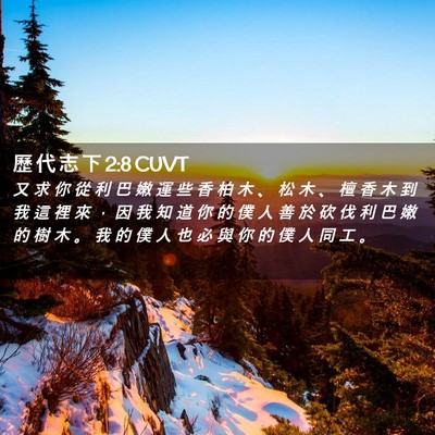 Picture 02 - 歷 代 志 下 2:8 CUVT - 又 求 你 從 利 巴 嫩 運 些 香 柏 木 - Bible Verse Picture