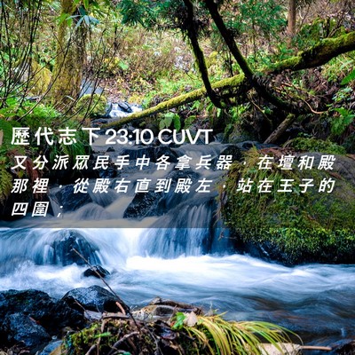 Picture 02 - 歷 代 志 下 23:10 CUVT - 又 分 派 眾 民 手 中 各 拿 兵 器 ， - Bible Verse Picture