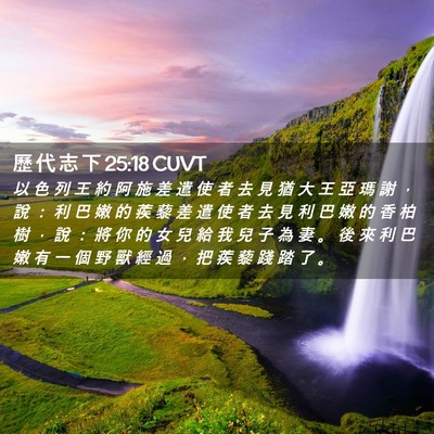 Picture 02 - 歷 代 志 下 25:18 CUVT - 以 色 列 王 約 阿 施 差 遣 使 者 去 - Bible Verse Picture