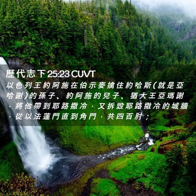 Picture 02 - 歷 代 志 下 25:23 CUVT - 以 色 列 王 約 阿 施 在 伯 示 麥 擒 - Bible Verse Picture