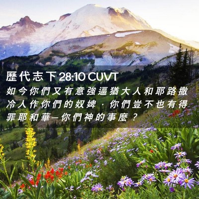 Picture 02 - 歷 代 志 下 28:10 CUVT - 如 今 你 們 又 有 意 強 逼 猶 大 人 - Bible Verse Picture