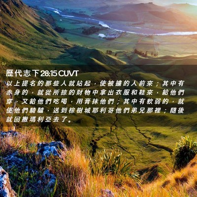 Picture 02 - 歷 代 志 下 28:15 CUVT - 以 上 提 名 的 那 些 人 就 站 起 ， - Bible Verse Picture
