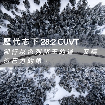 Picture 02 - 歷 代 志 下 28:2 CUVT - 卻 行 以 色 列 諸 王 的 道 ， 又 鑄 - Bible Verse Picture
