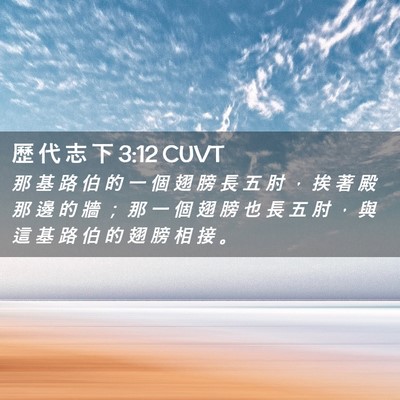Picture 02 - 歷 代 志 下 3:12 CUVT - 那 基 路 伯 的 一 個 翅 膀 長 五 肘 - Bible Verse Picture
