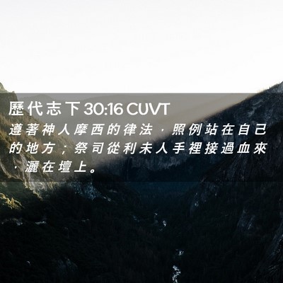 Picture 02 - 歷 代 志 下 30:16 CUVT - 遵 著 神 人 摩 西 的 律 法 ， 照 例 - Bible Verse Picture