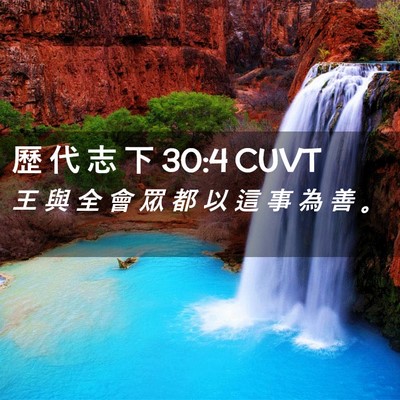 Picture 02 - 歷 代 志 下 30:4 CUVT - 王 與 全 會 眾 都 以 這 事 為 善 - Bible Verse Picture