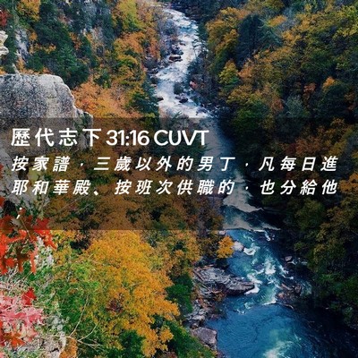 Picture 02 - 歷 代 志 下 31:16 CUVT - 按 家 譜 ， 三 歲 以 外 的 男 丁 ， - Bible Verse Picture