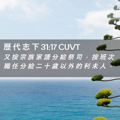 Picture 02 - 歷 代 志 下 31:17 CUVT - 又 按 宗 族 家 譜 分 給 祭 司 ， 按 - Bible Verse Picture