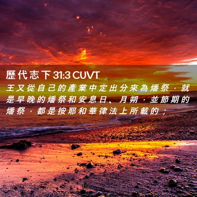 Picture 02 - 歷 代 志 下 31:3 CUVT - 王 又 從 自 己 的 產 業 中 定 出 分 - Bible Verse Picture