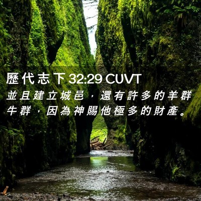 Picture 02 - 歷 代 志 下 32:29 CUVT - 並 且 建 立 城 邑 ， 還 有 許 多 的 - Bible Verse Picture