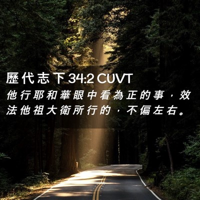 Picture 02 - 歷 代 志 下 34:2 CUVT - 他 行 耶 和 華 眼 中 看 為 正 的 事 - Bible Verse Picture