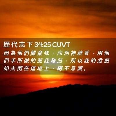 Picture 02 - 歷 代 志 下 34:25 CUVT - 因 為 他 們 離 棄 我 ， 向 別 神 燒 - Bible Verse Picture